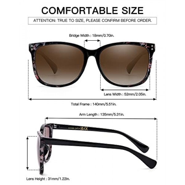 LVIOE UV400 보호 카테고리 3 여성용 편광 선글라스