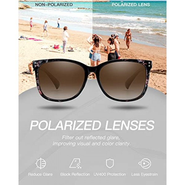 LVIOE UV400 보호 카테고리 3 여성용 편광 선글라스