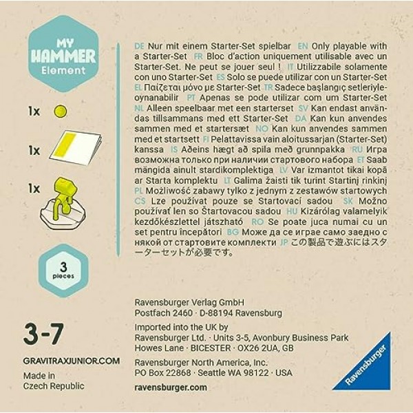 Ravensburger GraviTrax Element Hammer - 3세 이상 어린이를 위한 Marble Run, STEM 및 건설 장난감 - 어린이 선물