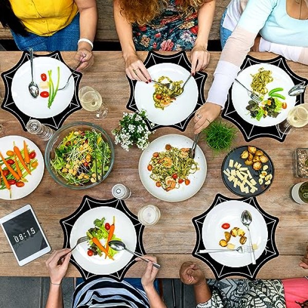 50 Pcs 스파이더 웹 할로윈 Placemats 12.6 x 12.6 인치 일회용 할로윈 테이블 매트 종이 단면 인쇄 할로윈 장소 매트 생일 리셉션 주방 식탁 파티