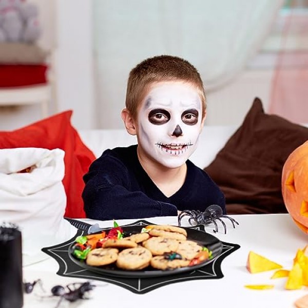 50 Pcs 스파이더 웹 할로윈 Placemats 12.6 x 12.6 인치 일회용 할로윈 테이블 매트 종이 단면 인쇄 할로윈 장소 매트 생일 리셉션 주방 식탁 파티