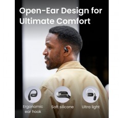 SHOKZ OpenFit True Wireless 이어버드(TWS), Open Ear Bluetooth 무선 헤드폰, OpenBass 알고리즘을 사용한 오디오 우수성, 28시간 런타임, 사무/레저/스포츠를 위한 동반자, 블랙 블랙