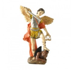 BonzaPicks 11.42인치 세인트 마이클 동상, 세인트 마이클 대천사는 사탄 컬렉션 인형, 종교 수집용 천사 조각상(컬러)에 승리를 거두었습니다.