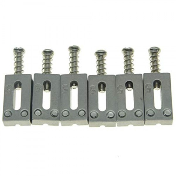 KAISH Strat Tele 기타 용 니켈 나사가있는 6 개의 스테인레스 스틸 안장 일렉트릭 기타 브리지 안장 10.5mm 세트