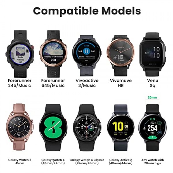 Garmin Forerunner 245 밴드 Forerunner 55 밴드용 NotoCity, Galaxy Watch 5/5 Pro Galaxy Watch 4 Vivoactive 3 Vivoactive 5 밴드용 20mm 교체 밴드