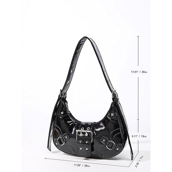 Verdusa 여성용 스터드 PU 가죽 클러치 숄더 토트 핸드백 조절 가능한 스트랩 보호 가방