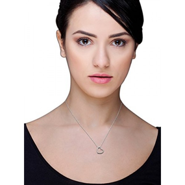 Miore MSL002N 925 스털링 실버 0.10ct 다이아몬드 하트 펜던트 목걸이 45cm 체인