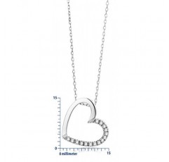 Miore MSL002N 925 스털링 실버 0.10ct 다이아몬드 하트 펜던트 목걸이 45cm 체인