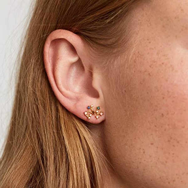 PDPAOLA - 궁수자리 귀걸이 - 925 스털링 실버 18k 골드 도금 - 여성용 주얼리, 스털링 실버, 큐빅 지르코니아