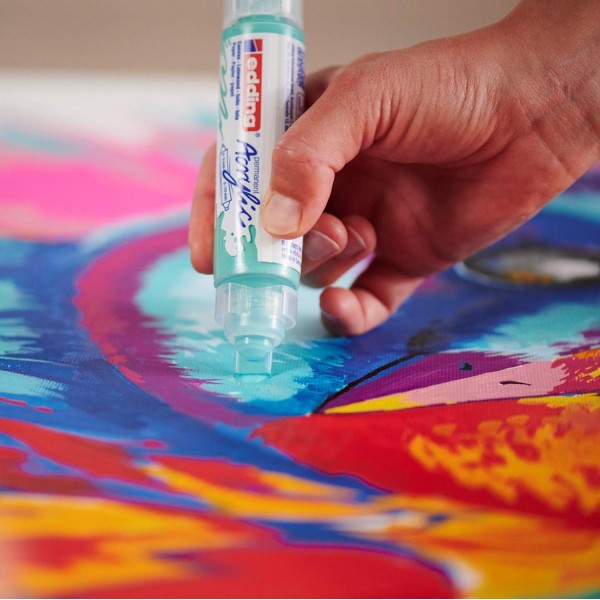 edding 5400 아크릴 3D 더블라이너 - 블랙, 화이트, 옐로우, 핑크, 터콰이즈 - 5 아크릴 페인트 세트 튜브(기본) - 더블 팁 2-3.5-10 mm - 캔버스, 목재용 아크릴 페인트 - 아티스