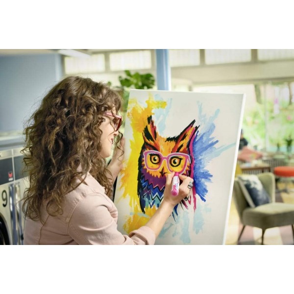 edding 5400 아크릴 3D 더블라이너 - 블랙, 화이트, 옐로우, 핑크, 터콰이즈 - 5 아크릴 페인트 세트 튜브(기본) - 더블 팁 2-3.5-10 mm - 캔버스, 목재용 아크릴 페인트 - 아티스