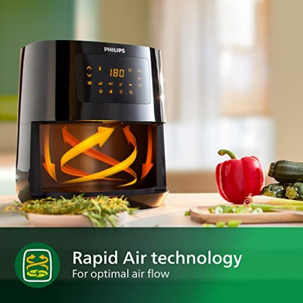 필립스 에어프라이어 3000 시리즈 L, 4.1L(0.8kg), 13-in-1 에어프라이어, 급속 공기 기술로 지방 90% 감소, 디지털, 레시피 앱(HD9252/91)
