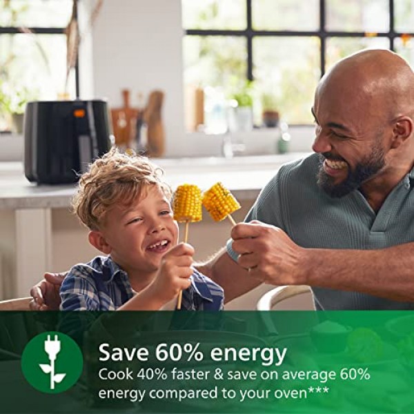 필립스 에어프라이어 3000 시리즈 L, 4.1L(0.8kg), 13-in-1 에어프라이어, 급속 공기 기술로 지방 90% 감소, 디지털, 레시피 앱(HD9252/91)