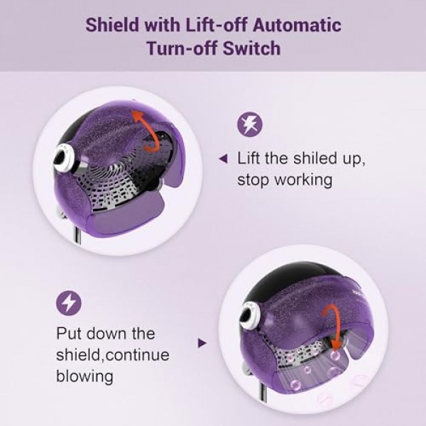 이온 후드 헤어 드라이어, 강력한 1875W, 3가지 온도 설정, 전기 이온 헤어 케어, 가정 및 전문 스타일리스트를 위한 롤링 휠이 있는 휴대용 살롱 헤어 드라이어, 보라색
