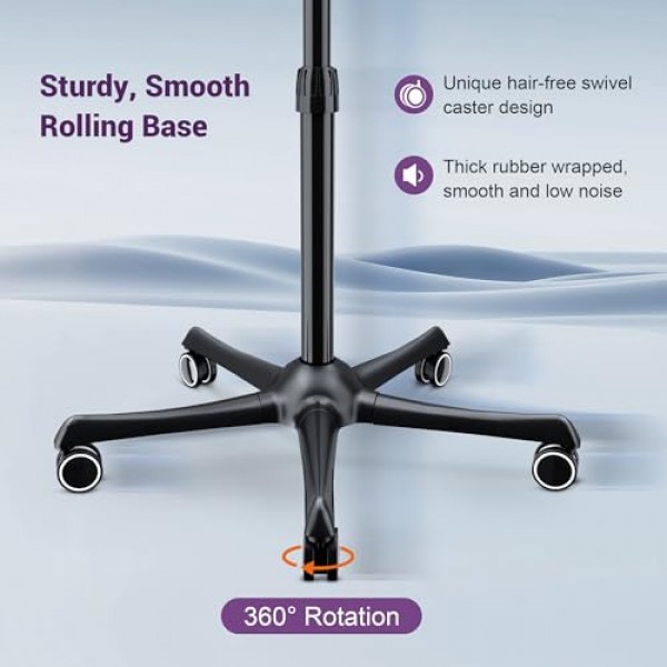 이온 후드 헤어 드라이어, 강력한 1875W, 3가지 온도 설정, 전기 이온 헤어 케어, 가정 및 전문 스타일리스트를 위한 롤링 휠이 있는 휴대용 살롱 헤어 드라이어, 보라색