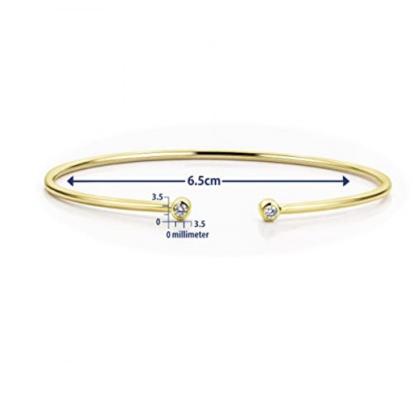 Miore Jewellery 여성용 0.11 캐럿 다이아몬드 팔찌와 다이아몬드 2개 화이트 골드 / 옐로우 골드 9 캐럿 / 375 골드