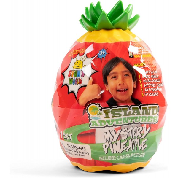 Ryan's World: Island Adventures - 미스터리 파인애플 에그 | Ryan의 섬 모험을 발견하십시오 | 수집 가능한 Ryan의 세계 서프라이즈 장난감 | 3세 이상 싱글용