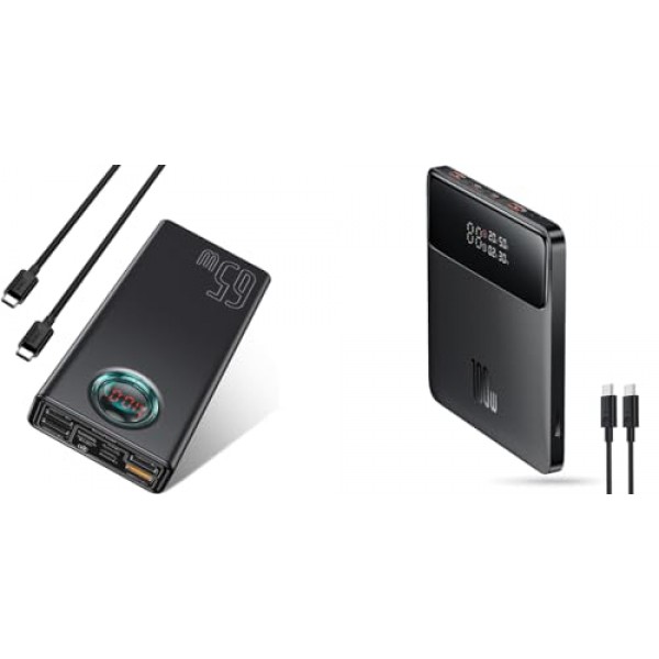 Baseus 휴대용 노트북 충전기 30000mAh 65W 번들 노트북 전원 은행 20000mAh 100W, 블레이드 고밀도 버전, 디지털 디스플레이, MacBook용 배터리 팩