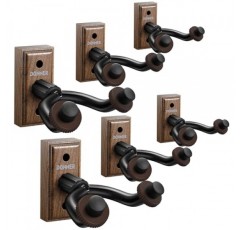 Donner 기타 벽걸이 걸이 6팩, 어쿠스틱 일렉트릭 기타, 베이스, 포크 우쿨렐레, 바이올린, 만돌린 밴조 및 현악기용 검은 호두나무 기타 벽 홀더