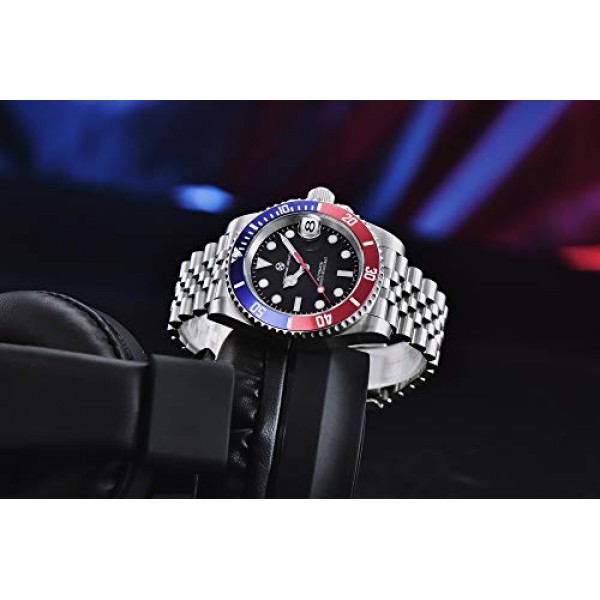 PAGRNE DESIGN 남성용 시계 자동 기계식 우아한 비즈니스 남성용 시계 일본식 무브먼트 NH35 41 mm 스테인레스 스틸 사파이어 거울 100 m 방수, 실버