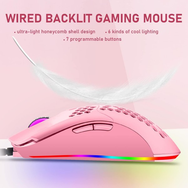 4-in-1 게임용 키보드 및 마우스 세트 68키 RGB 크로마 백라이트 기계식 키보드 6400 DPI 마우스 게임용 헤드셋 PS4/스위치/Xbox One-Pink Blue 스위치 핑크/블루 스위치와 호환되