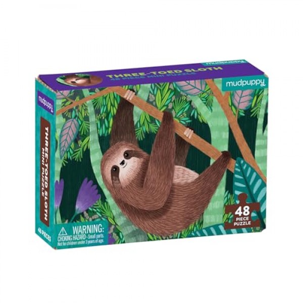Mudpuppy 세 발가락 나무늘보 미니 퍼즐, 48피스, 8 x 5.75 – 4세 이상을 위한 완벽한 가족 퍼즐 – 다채로운 나무늘보 그림이 포함된 직소 퍼즐, 정보 삽입물 포함