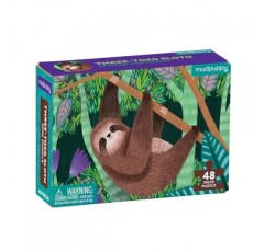 Mudpuppy 세 발가락 나무늘보 미니 퍼즐, 48피스, 8 x 5.75 – 4세 이상을 위한 완벽한 가족 퍼즐 – 다채로운 나무늘보 그림이 포함된 직소 퍼즐, 정보 삽입물 포함