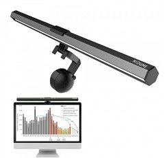 HIOUME 모니터 라이트 바, 책상/사무실/가정용 USB 전원 LED 컴퓨터 조명, 3가지 색온도 조절 가능, 10단계 밝기 조절, 화면 눈부심 없음, 검정색