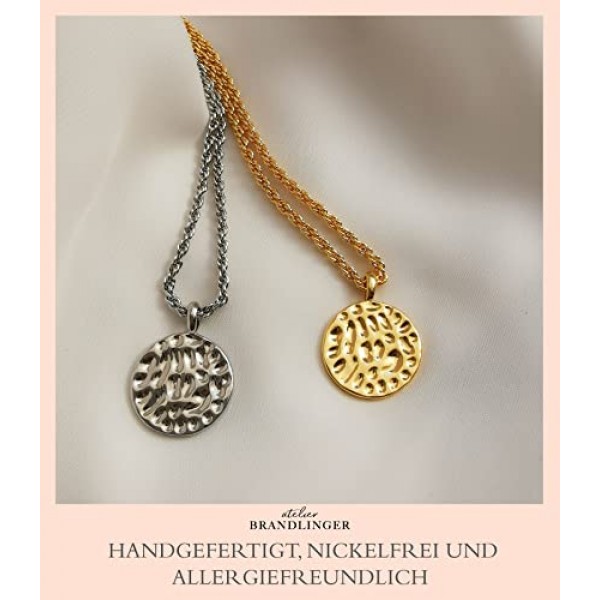 Brandlinger ® 여성용 펜던트 주얼리 목걸이 여성용 18 캐럿 금도금(은 및 금) 여성 및 소녀용. 체인 크기: 15mm, 골드