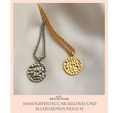 Brandlinger ® 여성용 펜던트 주얼리 목걸이 여성용 18 캐럿 금도금(은 및 금) 여성 및 소녀용. 체인 크기: 15mm, 골드