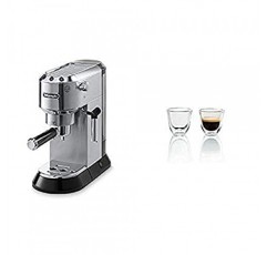 Delonghi EC680M DEDICA 15바 펌프 에스프레소 머신, 스테인리스 스틸 및 DeLonghi 이중 벽 온도 에스프레소 잔, 2개 세트