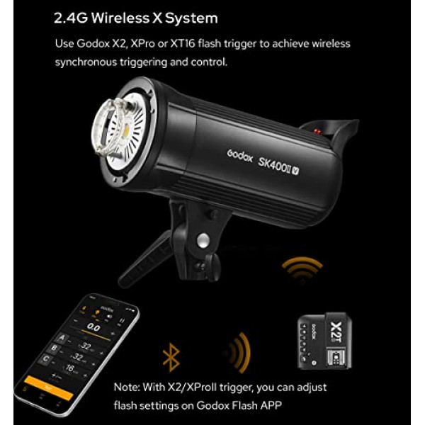 Godox SK400II-V 업그레이드된 400Ws GN65 전문 스튜디오 플래시 스트로브, LED 모델링 램프 내장 2.4G 무선 X 시스템 크리에이티브 슈팅 SK400II 업그레이드 110V