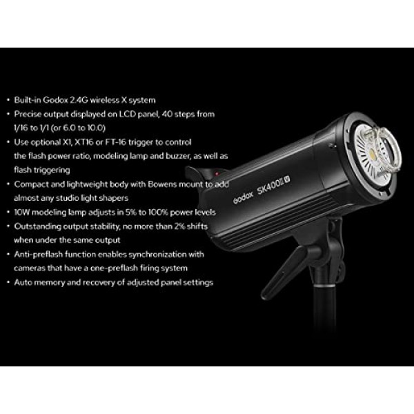 Godox SK400II-V 업그레이드된 400Ws GN65 전문 스튜디오 플래시 스트로브, LED 모델링 램프 내장 2.4G 무선 X 시스템 크리에이티브 슈팅 SK400II 업그레이드 110V