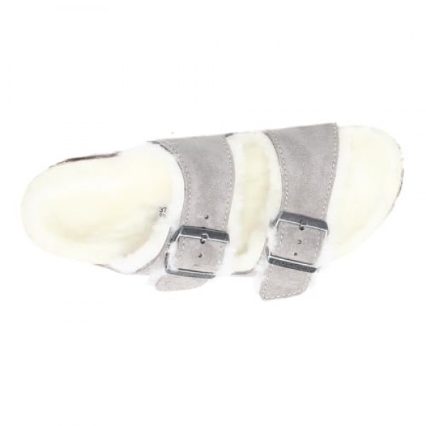 버켄스탁 여성용 애리조나 시어링 샌들, 스톤 코인/내추럴, 그레이, 6 Narrow US