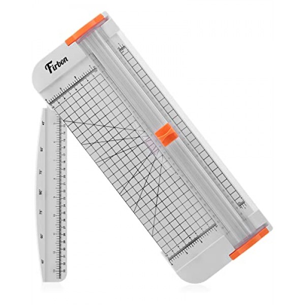 Firbon A4 종이 커터 공예 종이, 쿠폰, 라벨, 카드지(흰색)용 측면 눈금자가 있는 12인치 티타늄 종이 트리머 스크랩북 도구