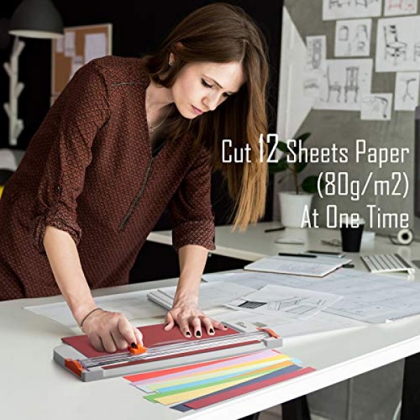 Firbon A4 종이 커터 공예 종이, 쿠폰, 라벨, 카드지(흰색)용 측면 눈금자가 있는 12인치 티타늄 종이 트리머 스크랩북 도구