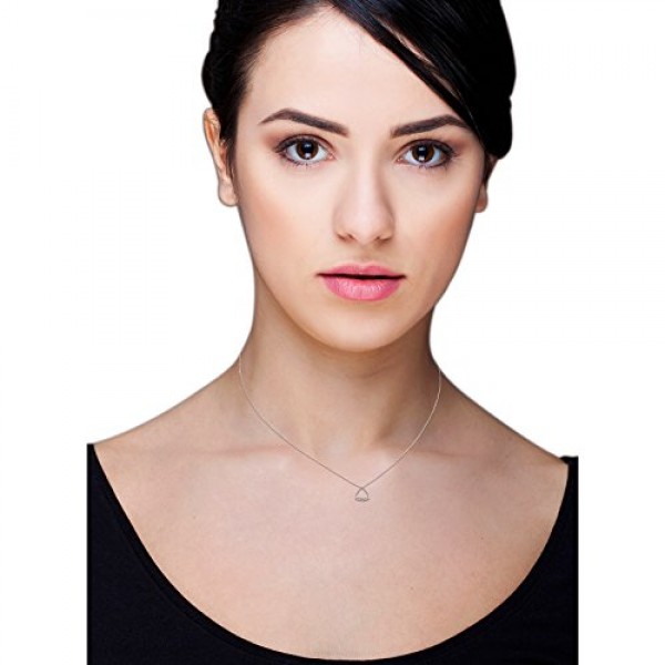 Miore Jewellery 여성용 0.02 캐럿 다이아몬드 목걸이, 삼각형 펜던트, 화이트 골드 9 캐럿 / 375 골드, 골드, 다이아몬드 8개 다이아몬드 다이아몬드 체인