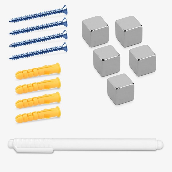 Navaris 마그네틱 보드 유리로 만든 마그네틱 보드 - 90x60cm 필기용 마그네틱 보드 - 블랙 마그네틱 보드 - 자석 펜 홀더 포함