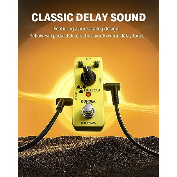 페달 보드, 일렉트릭 기타, 노란색 가을 아날로그 지연 기타 효과 페달 빈티지 지연 True Bypass 용 Donner 기타 지연 페달