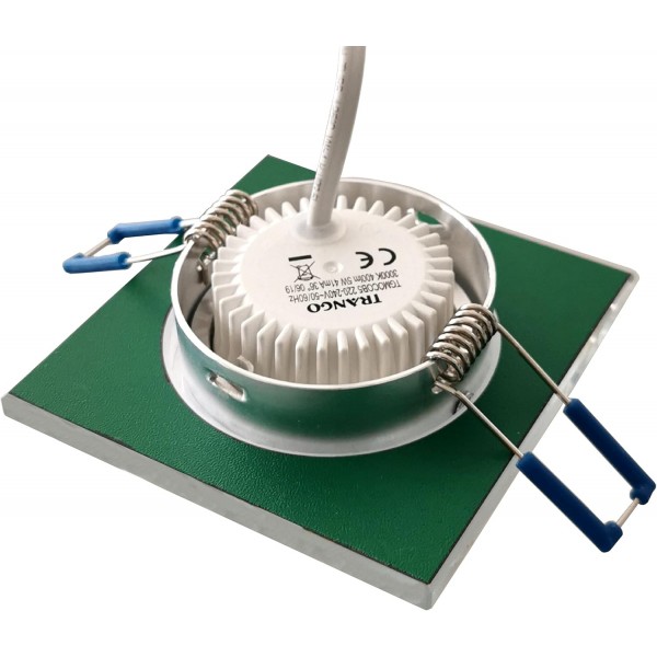 Trango 5개의 울트라 플랫 5와트 3단계 디밍이 가능한 LED 모듈 5TGMOCWSD 6000K 일광 백색으로 GU10 및 MR16 할로겐 램프 교체용, 매입형 조명, 천장 스포트라이트, 매입형 스포