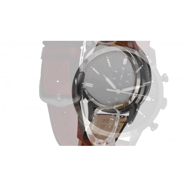 Fossil Townsman 남성용 시계, 44mm 케이스 크기, 쿼츠 크로노그래프 무브먼트, 가죽 스트랩