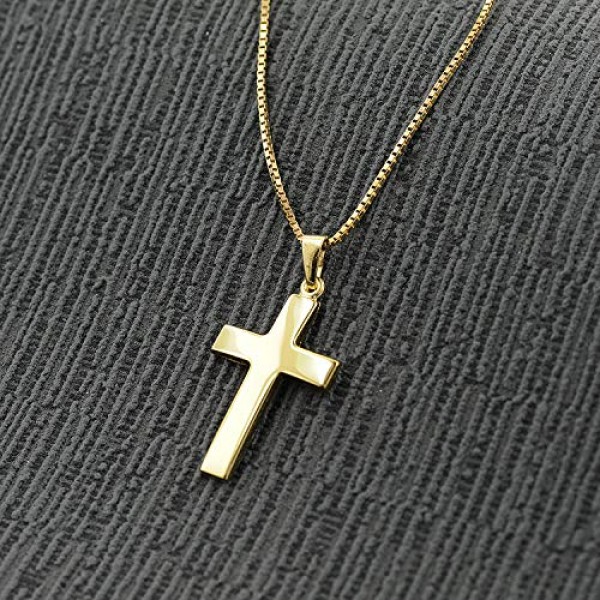 trendor 75221 크로스 펜던트 24 mm 골드 333 (8 캐럿) 도금 목걸이 여성용 및 남성용 목걸이 골드 펜던트 크로스 펜던트 리얼 골드 선물로 제작