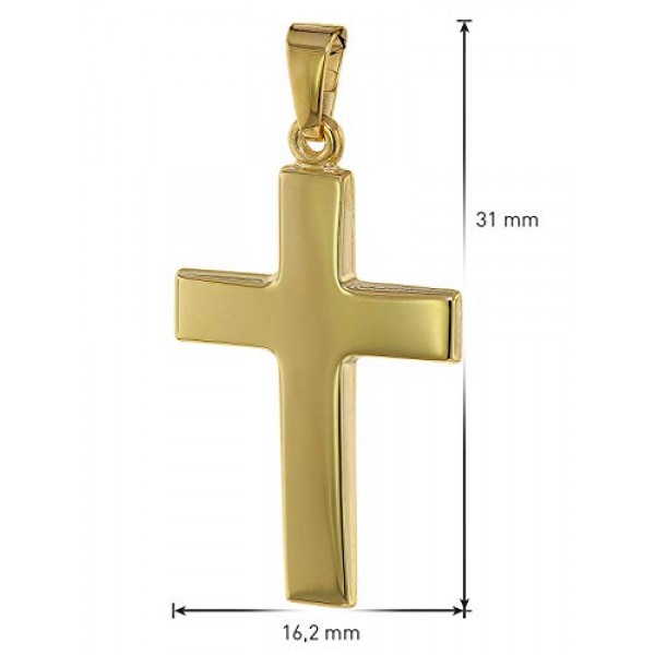 trendor 75221 크로스 펜던트 24 mm 골드 333 (8 캐럿) 도금 목걸이 여성용 및 남성용 목걸이 골드 펜던트 크로스 펜던트 리얼 골드 선물로 제작