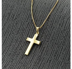 trendor 75221 크로스 펜던트 24 mm 골드 333 (8 캐럿) 도금 목걸이 여성용 및 남성용 목걸이 골드 펜던트 크로스 펜던트 리얼 골드 선물로 제작