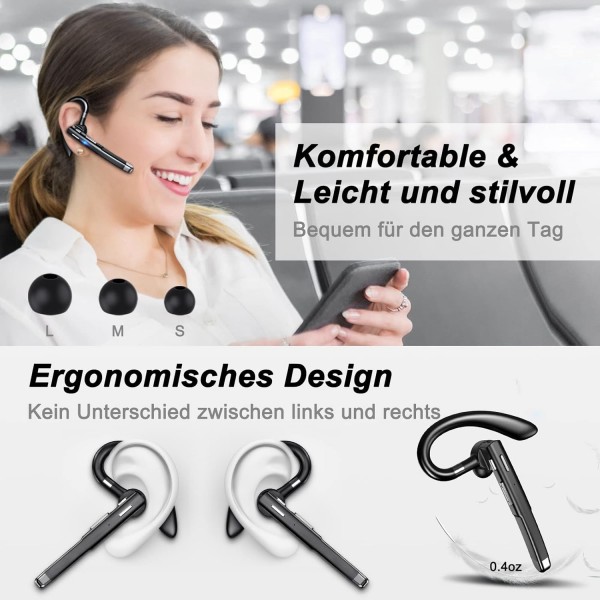 Kinganda 블루투스 헤드셋 V5.1 무선 헤드셋 블루투스 핸즈프리 인 이어 CVC8.0 소음 감소 마이크 비즈니스/사무실/운전 iPhone 및 Android와 호환 yyk520-1-S