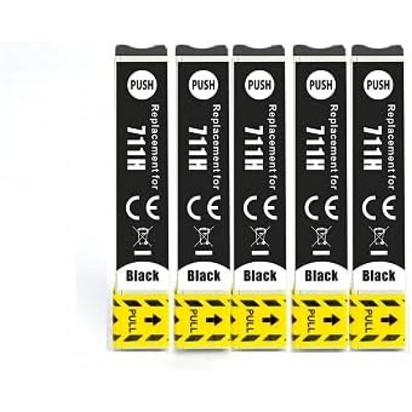 Now Ink Ltd의 호환 잉크 카트리지로 5x T0711H BLACK STYLUS OFFICE B1100 + 기타와 함께 사용합니다. 5 잉크. 전체 18.2ml