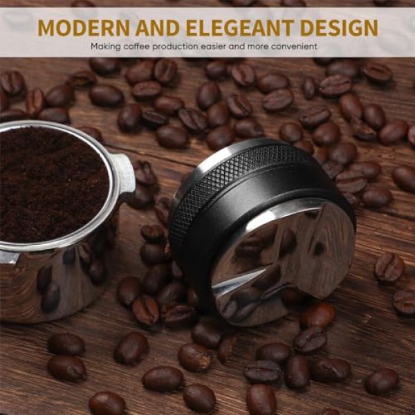 53.3mm 커피 분배기 및 탬퍼, 54mm Breville Portafilter에 적합한 듀얼 헤드 커피 레벨러, 조절 가능한 깊이 6MM 에스프레소 핸드 탬퍼…
