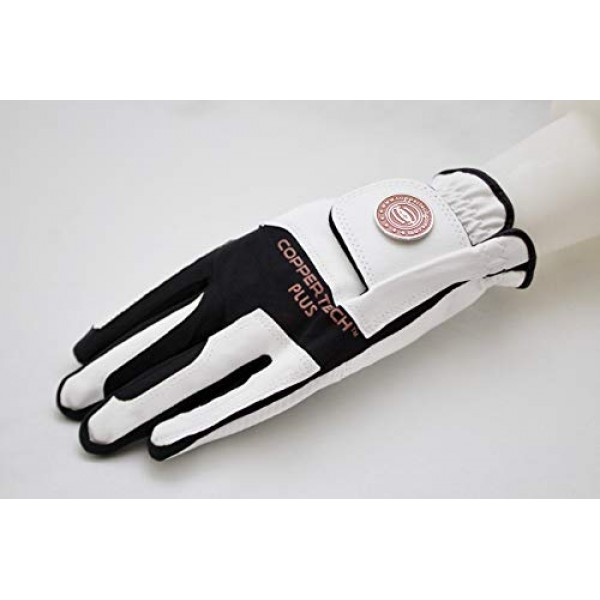 COPPER TECH Plus 남성용 골프 장갑 한 사이즈 핏 오른손잡이 골퍼를 위해 왼손에 가장 많이 착용됩니다.