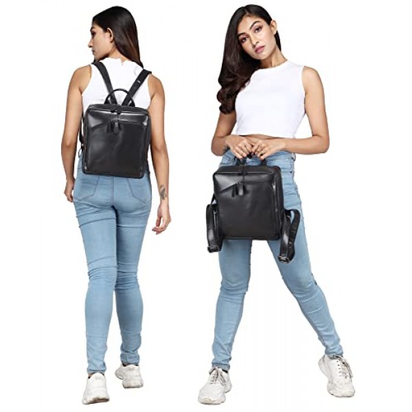 TUSC Cordelia 여성용 프리미엄 가죽 백팩, 세련된 데이팩, 24 x 27 x 9 cm