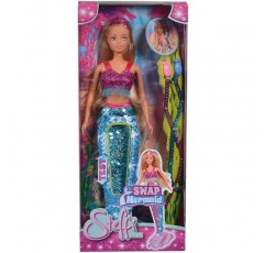 Simba 105733330 Steffi Love 스왑 인어, 멋진 스팽글 꼬리 지느러미가 있는 인어 인형 놀이, 스왑 효과, 두 가닥 머리카락 포함, 29cm, 3년